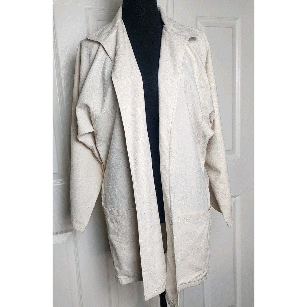 Vintage Naturelle George Georgiou Raw‎ Silk Cardigan Cream XS Coat Lagenlook